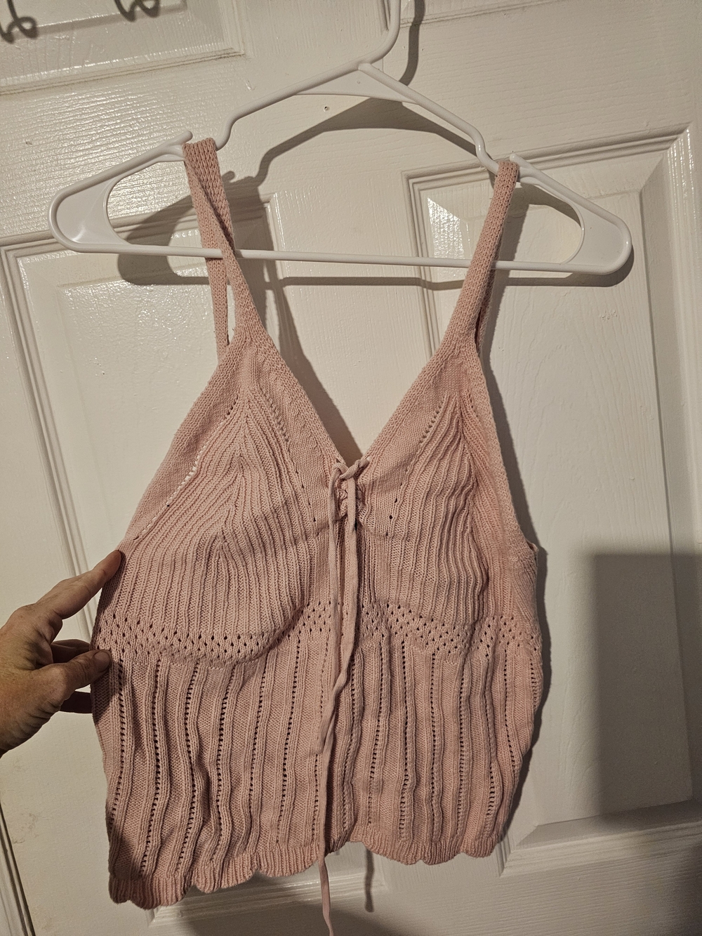 Almost Famous Blush Pink Knit Tie-Front Camisole